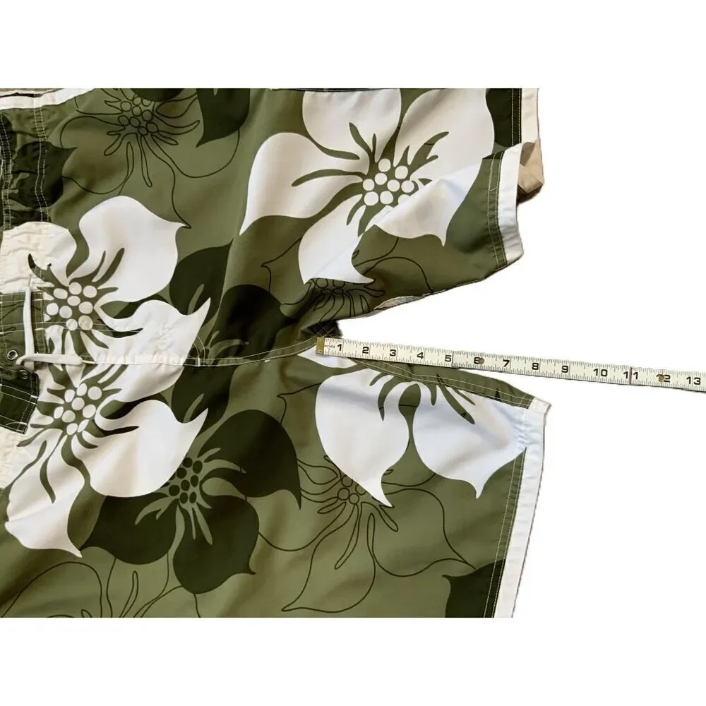 No Boundaries Green Floral Pattern Drawstring Board Shorts‎ Mens Size Large